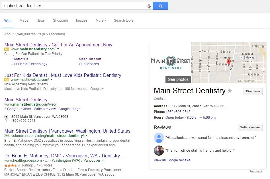 Local Search results after claiming Google My Business Listing