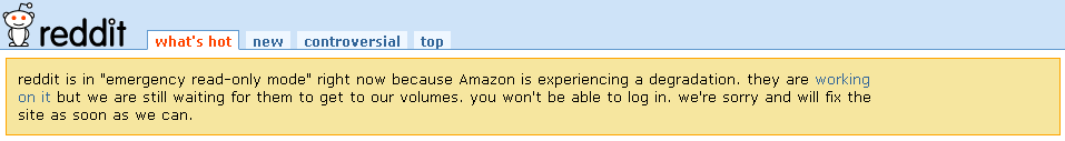 Reddit Amazon EC2 Down